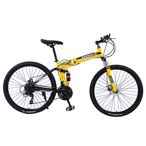 Folding Bike : WGYDREAM Mountain Bike Youth Adult Mens Womens Bicycle MTB 26”Foldable Mountain Bicycle Unisex 21 / 24 / 27 Speeds Carbon Steel Frame Full Suspension Disc Brake Mountain Bike for Women Men Adults