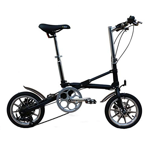 Folding Bike : WHKJZ Foldaway Bicycle Unisex 14" inch Steel Frame, 7 Speed Frame Ergonomic Design Saddle Suspension Shock Absorber Comfortable Breathable