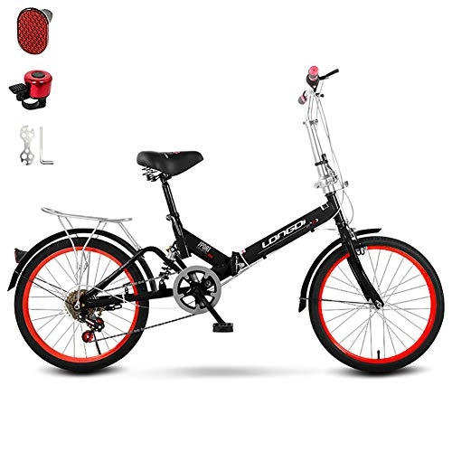 Folding Bike : With Bell Adjustable Seat Bike Suitable For 135-175 Cm Height, Variable Speed Comfort Folding Bike, Damping Foldable Bicycle For Men And Women