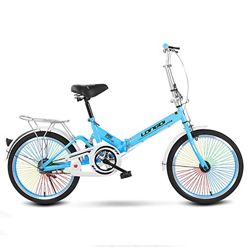 Folding Bike : With Colorful Spoke & Front And Rear Brake & Adjustable Handlebars Adult Bike, Single Speed Folding Bike For Men And Women, 20 Inch Damping Foldable Bicycle