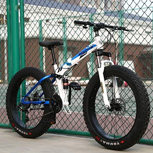 Folding Bike : WJH Variable Speed Folding Mountain Bike Student Sports Bicycle Shock Absorption 20 Inch 24 Inch 26 Inch Suitable for People with A Height of 135-190Cm, Blue, 7 speed 26 inch