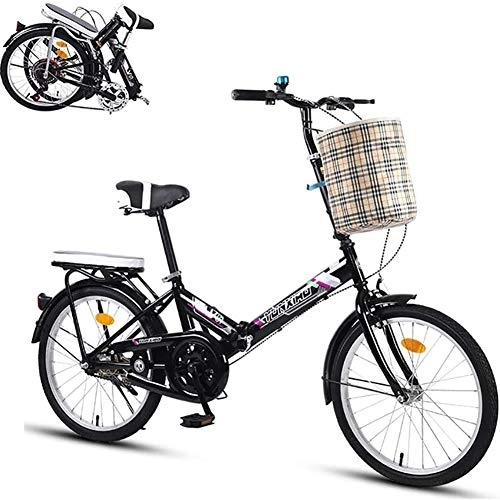 Folding Bike : WJJ 20-Inch Folding Bike, Portable 7-Speed Lightweight Carbon Steel Frame Bicycle for Adults, Foldable Bicycle Great for City Riding And Commuting, A