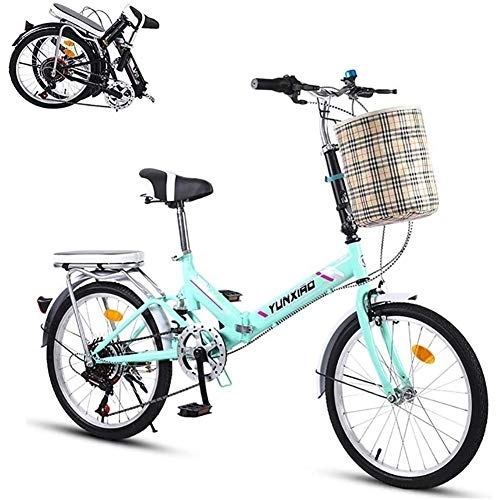 Folding Bike : WJJ 20-Inch Folding Bike, Portable 7-Speed Lightweight Carbon Steel Frame Bicycle for Adults, Foldable Bicycle Great for City Riding And Commuting, B