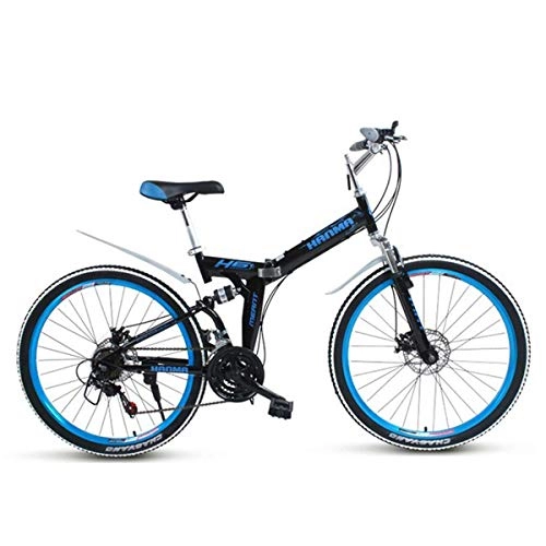 Folding Bike : WJSW Child Mountain Bike Bicycles 26'' wheel Lightweight Steel Frame 21 / 27 Speeds Disc Brake, Black, 27speed
