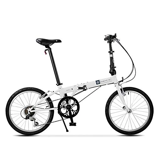 Folding Bike : WJSW Folding Bikes, Adults 20" 6 Speed Variable Speed Foldable Bicycle, Adjustable Seat, Lightweight Portable Folding City Bike Bicycle, White