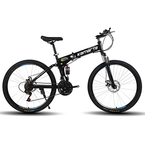 Folding Bike : WJSW Hybrid Commuter City Bike - 26 Inch Mountain Bicycle Portable Folding Bike Adult (Color : Black, Size : 21 Speed)