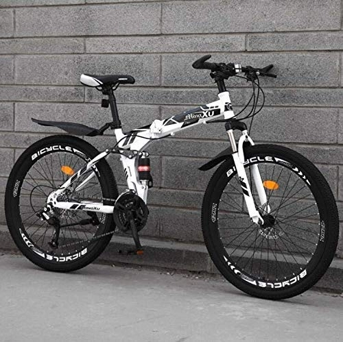 Folding Bike : WJSW Mountain Bike for Adults Soft Tail MBT Bike High Carbon Steel Full Suspension Frame Folding Bicycles Dual Disc Brakes Mountain Bicycle