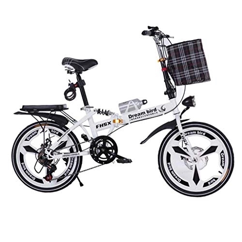 Folding Bike : WLGQ Bicycle Folding Shifting Disc Brakes 20 Inch Shock Absorption Unisex Ultralight Portable Folding Bicycle (Color : BLUE, Size : 150 * 35 * 100CM)