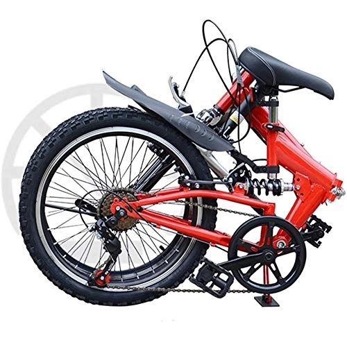 Folding Bike : WLKQ 20 Inch Adult Mountain Bikes - Mountain Trail Bike - Bicycle - Unisex Folding Bike Non-Slip Bicycles - Fast-Speed Comfortable Off Road Racing Cycling - 6 Speed Mountain, Red