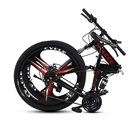 Folding Bike : WLKQ 21 Speed Folding Mountain Bike Bicycle 24 26 -inch Male and Female Students Shift Double Shock Absorber Adult Commuter Foldable Bike Dual Disc Brakes, Black, 26 inch