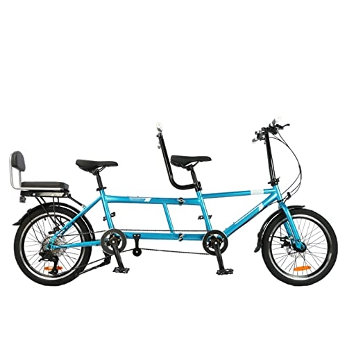 Folding Bike : WLL-DP Portable Foldable Tandem Bicycle, Universal Sightseeing Travel Disc Brake Variable Speed Bike, Parent-Child Activities Couples Riding Bicycle