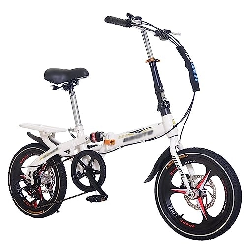 Folding Bike : WOLWES Adult Folding Mountain Bike 6-Speed Folding Bicycle Easy Folding City Bicycle with Disc Brake Portable Bicycle for Teens, Adults B, 14in