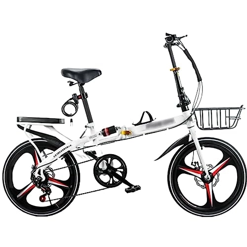 Folding Bike : WOLWES Foldable Bicycle, Folding Mountain Bike, High-Carbon Steel Folding Bike Suspension Bicycle, with Dual Disc Brake Easy Folding City Bicycle, for Men Women Teenager B, 20in