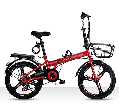 Folding Bike : WOLWES Folding Bike, 6 Speed Folding Bikes High-Carbon Steel Foldable Bicycle Height Adjustable, Folding Bike for Adults with Front and Rear Fenders C, 22in