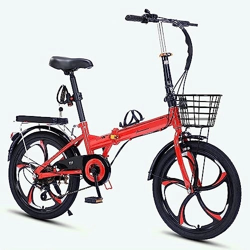 Folding Bike : WOLWES Folding Bike 7-Speed Folding Bicycle Height Adjustable, Compact City Commuter Bike, High-Carbon Steel Frame Folding Bikes A, 22in