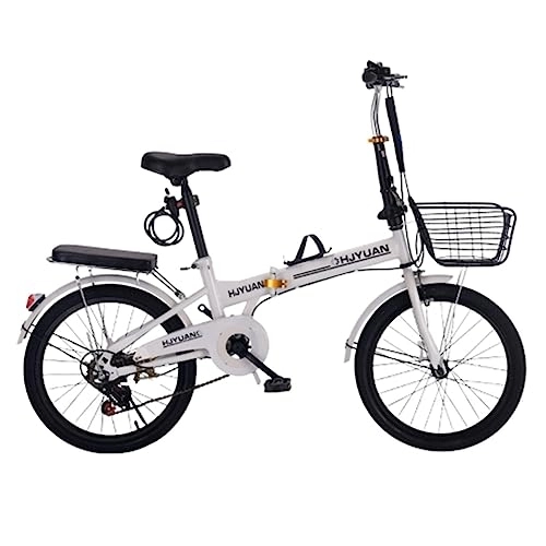 Folding Bike : WOLWES Folding Bike, City Bike Bicycle, 6-Speed Folding Bicycle for Adult, High Carbon Steel Mountain Bicycle with Mudguard, for Men Women B, 20in