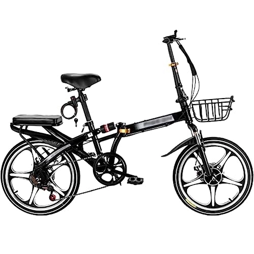 Folding Bike : WOLWES Folding Bike Foldable Bicycle Full Suspension Folding Mountain Bike, 7-Speed with Dual Disc Brake, for Men Or Women A, 20in