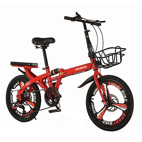 Folding Bike : WOLWES Folding Bike, Folding Bike for Adult 7 Speed Shifter, Dual Disc Brake City Bike Lightweight Commuter Bike for Teens Men Women B, 20in