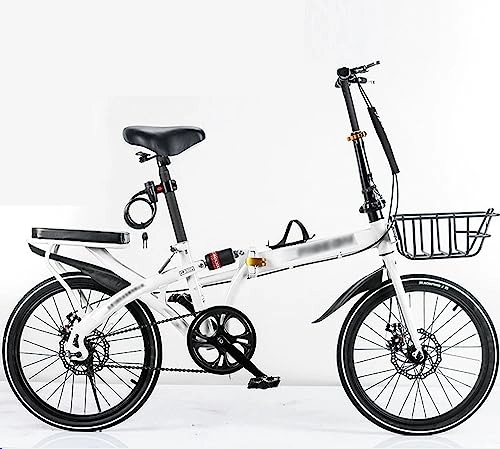 Folding Bike : WOLWES Folding Bike, High Carbon Steel Mountain Bicycle Easy Folding City Bicycle with Disc Brake Front and Rear Fenders Mountain Folding Bicycles for Men Women B, 20in