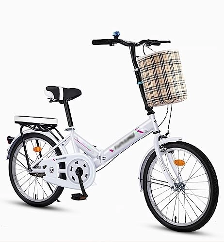 Folding Bike : WOLWES Folding Bike, Lightweight Foldable Bike Carbon Steel Frame Folding Bike, Foldable Bicycle for Commuting, Portable Bike for Women and Men B, 20in