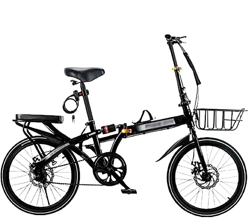 Folding Bike : WOLWES Folding Bike Lightweight Foldable Bike Carbon Steel Height Adjustable Folding Bike Double Disc Brake Outroad MTB Bicycles for Adults Men Women A, 16in