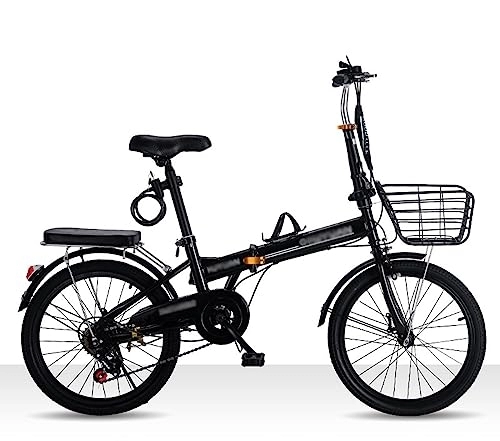 Folding Bike : WOLWES Folding Mountain Bike, Adult Folding Bike, 6 Speed High Carbon Steel Mountain Bicycle Easy Folding City Bicycle Height Adjustable for Men Women A, 20in
