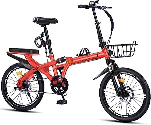 Folding Bike : WOLWES Folding Mountain Bike Folding Bike, Carbon Steel Bicycles, with Disc Brake, Rear Carry Rack, Bikes Suitable for Adult and teenager Urban environments D, 20in