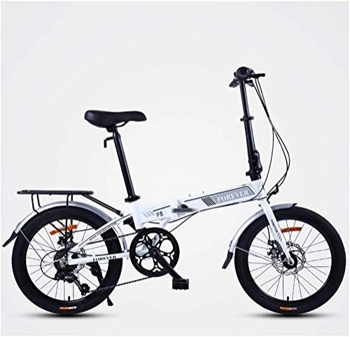 Folding Bike : Women Folding Bike, 20 Inch 7 Speed Adults Foldable Bicycle Commuter, Light Weight Folding Bikes, High-carbon Steel Frame, Pink Three Spokes (Color : White)