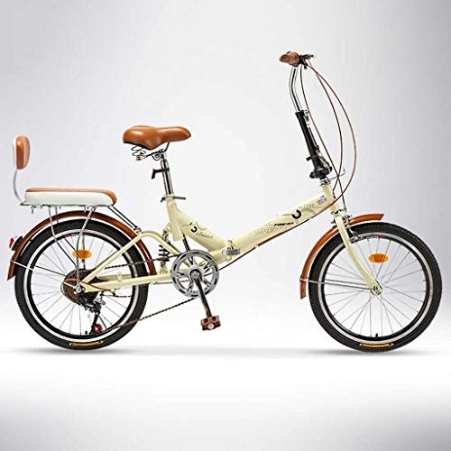 Folding Bike : Women's Folding Bike, Wire Basket, Brown Seat and Grips, High-Tensile Steel Frame, 6-Speed, 20-inch Wheels - Folded Within 15 Seconds