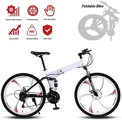 Folding Bike : woyaochudan Mountain Bike, 26 Inch Folding Bike with Super Lightweight Magnesium Alloy Integrated Wheel, Premium Full Suspension And Speed Gear, Lightweight And Durable for Men Women Bike