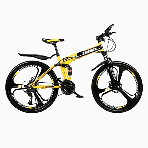 Folding Bike : WRJY Shock-absorbing Cross-country Mountain Bike 26-inch Double Disc Brake Foldable Bike, 21-speed / 24-speed / 27-speed