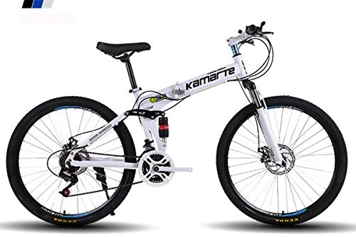 Folding Bike : WSFF-Fan Mountain bike Folding bicycle 24-26 inch wheel, three shifting options (21-24-27), off-road special tire, White, 24" 24speedchange