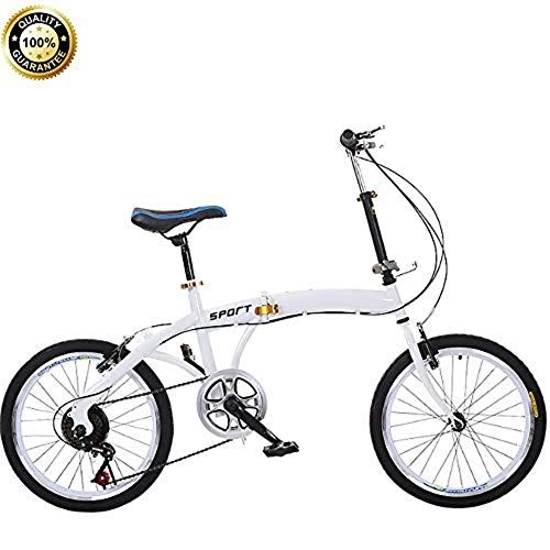 Folding Bike : WSJYP 20" Lightweight Alloy Folding City Bicycle, Folding Bike Shock-Absorbing Anti-Tire Bike, Male and Female Adult Lady Bike, Your Good Helper