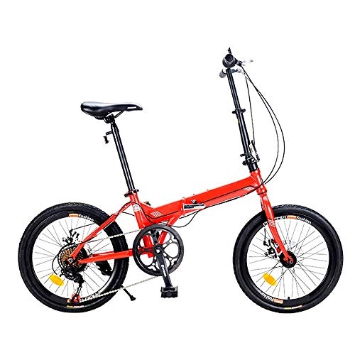 Folding Bike : WuZhong F Folding Bicycle High Carbon Steel Double Disc Brakes for Men and Women 20 Inch 7 Speed