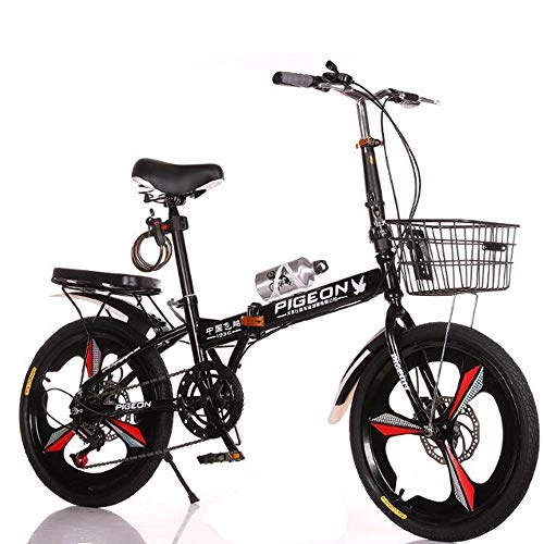 Folding Bike : WX Folding Bicycle, Ultra-Light Small Mountain Bike, 20-Inch 6-Speed Shift, Suitable for Men, Women, Adults, Students, Child, Black