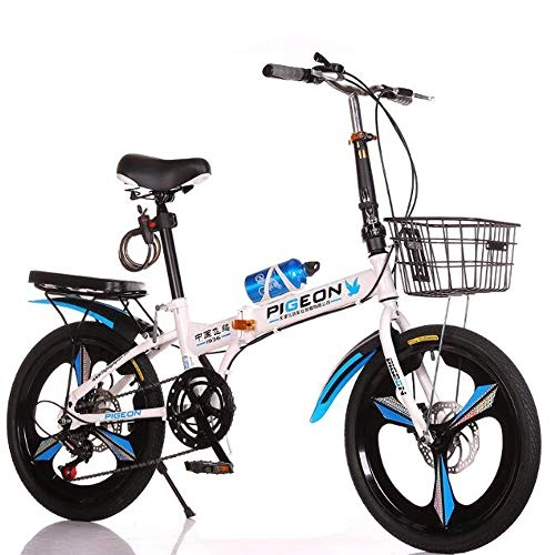 Folding Bike : WX Folding Bicycle, Ultra-Light Small Mountain Bike, 20-Inch 6-Speed Shift, Suitable for Men, Women, Adults, Students, Child, Blue