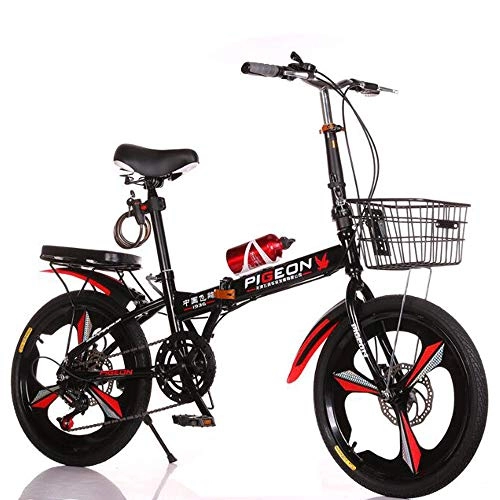 Folding Bike : WX Folding Bicycle, Ultra-Light Small Mountain Bike, 20-Inch 6-Speed Shift, Suitable for Men, Women, Adults, Students, Child, Red