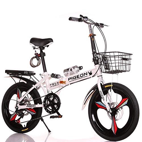 Folding Bike : WX Folding Bicycle, Ultra-Light Small Mountain Bike, 20-Inch 6-Speed Shift, Suitable for Men, Women, Adults, Students, Child, White