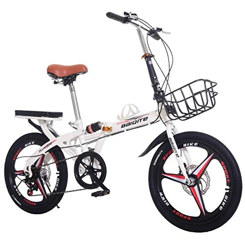 Folding Bike : WX Men's and Women's Folding Bicycles, 20-Inch Variable-Speed Shock-Absorbing Adult Bike, Student Child Portable Bicycle