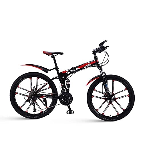 Folding Bike : WXDP Self-propelled Adults Mountain Bike, Dual Disc Brake 24 / 26 inch Foldable Road Bike High Carbon Steel 21 / 24 / 27 / 30 Speed Double Shock Absorption, White Blue, A 24" 27 Spe