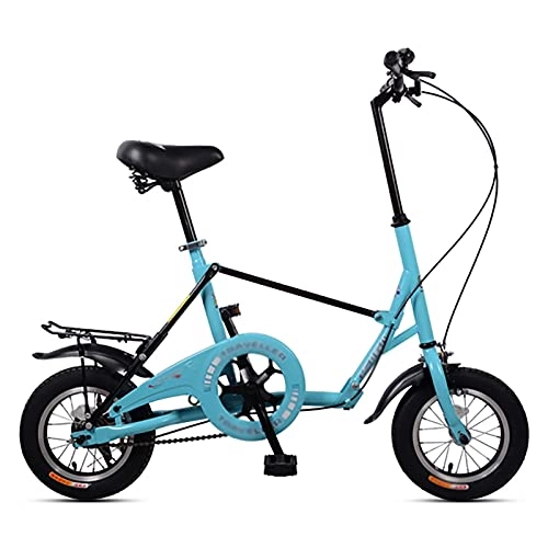 Folding Bike : WXIRONG Adult Folding Bike, City Folding Bike, 12-in City Mini Folding Commuter Bicycle for Urban Commuter, for Men Women and Teens (Color : Blue)