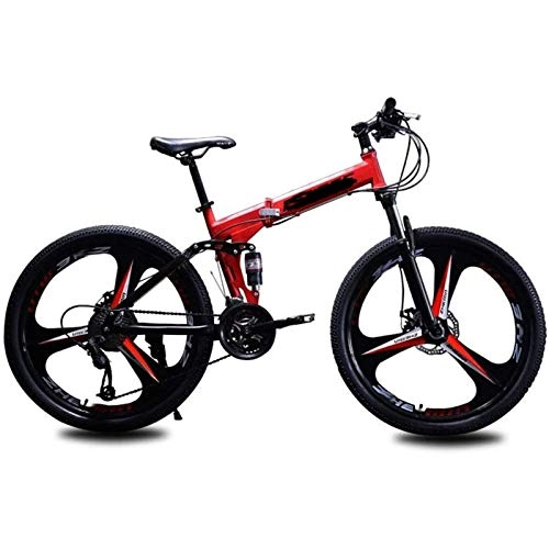 Folding Bike : WXXMZY Folding Bikes, Mountain Bikes, 26-inch Mountain Bikes, Cross-country Bikes, Double Shock Absorption, Lightweight Young Students, Adults (Color : Red, Size : 26 inches)