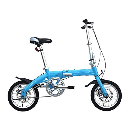 Folding Bike : WYFDM Bicycle, Ultra Light Full Aluminum Alloy 14Inch Folding Bike Light Aluminum Alloy Cycling Bicycle for Youth with Disc Brake Student Bike, F