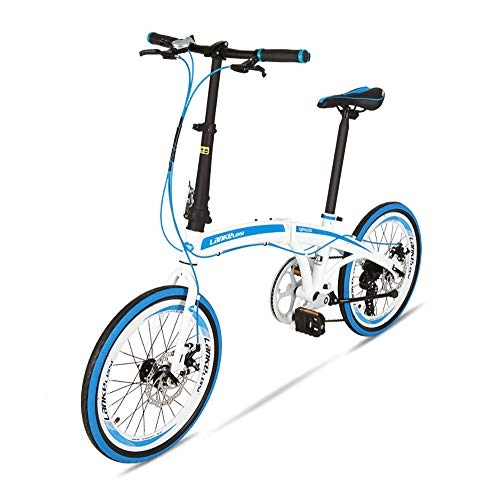 Folding Bike : WYFDM Bicycles, 20 Inches Folding Bicycle, 7 Speeds Folding Bike, High-Carbon Steel Frame Both Disc Brakes Shopping Subway Travel Unisex Cyclling, A