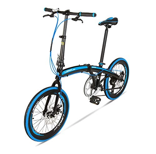 Folding Bike : WYFDM Bicycles, 20 Inches Folding Bicycle, 7 Speeds Folding Bike, High-Carbon Steel Frame Both Disc Brakes Shopping Subway Travel Unisex Cyclling, B