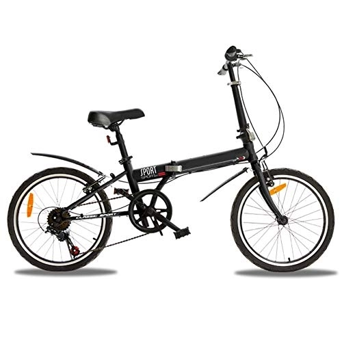 Folding Bike : WYZDQ Student Portable Bicycle 20 Inch Adult Ultra Light Folding Variable Speed Mountain Bike Road Bike, Black