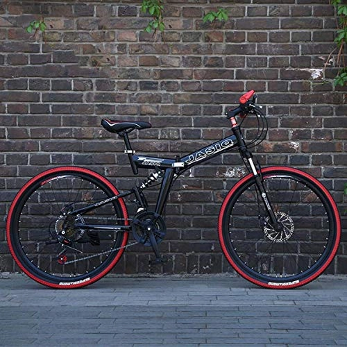 Folding Bike : WZB Foldable Portable Bicycle, 26 Inch Mountain Bike with 27-Speed Shimano Variable Speed Bicycle for Height 120-145cm, 11, 27Speed
