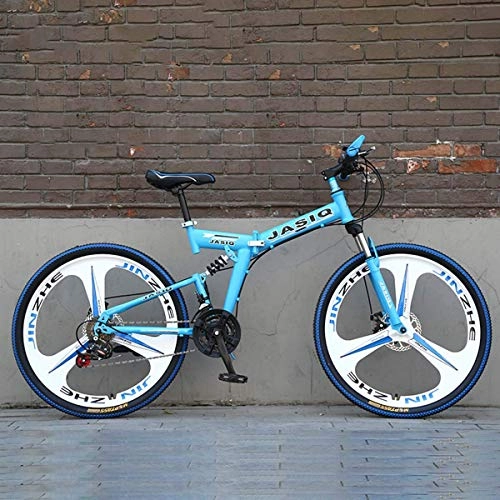 Folding Bike : WZB Folding Mountain Bike with 26" Super Lightweight Magnesium Alloy, Premium Full Suspension and Shimano 21 Speed Gear, 4, 26