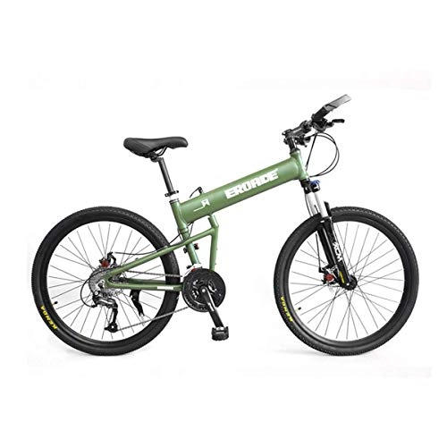 Folding Bike : WZB Lightweight Folding 27 speeds Mountain Bikes Bicycles Shimano Alloy Stronger Frame Disc Brake, Green