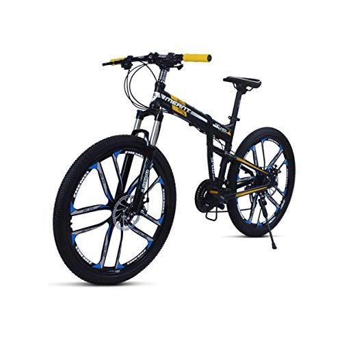 Folding Bike : WZB Mountain Bike Black / Blue, 17" inch Aluminum alloy frame, 27-speed Shimano rear derailleur and micro-shift rotational shifters stron, Yellow